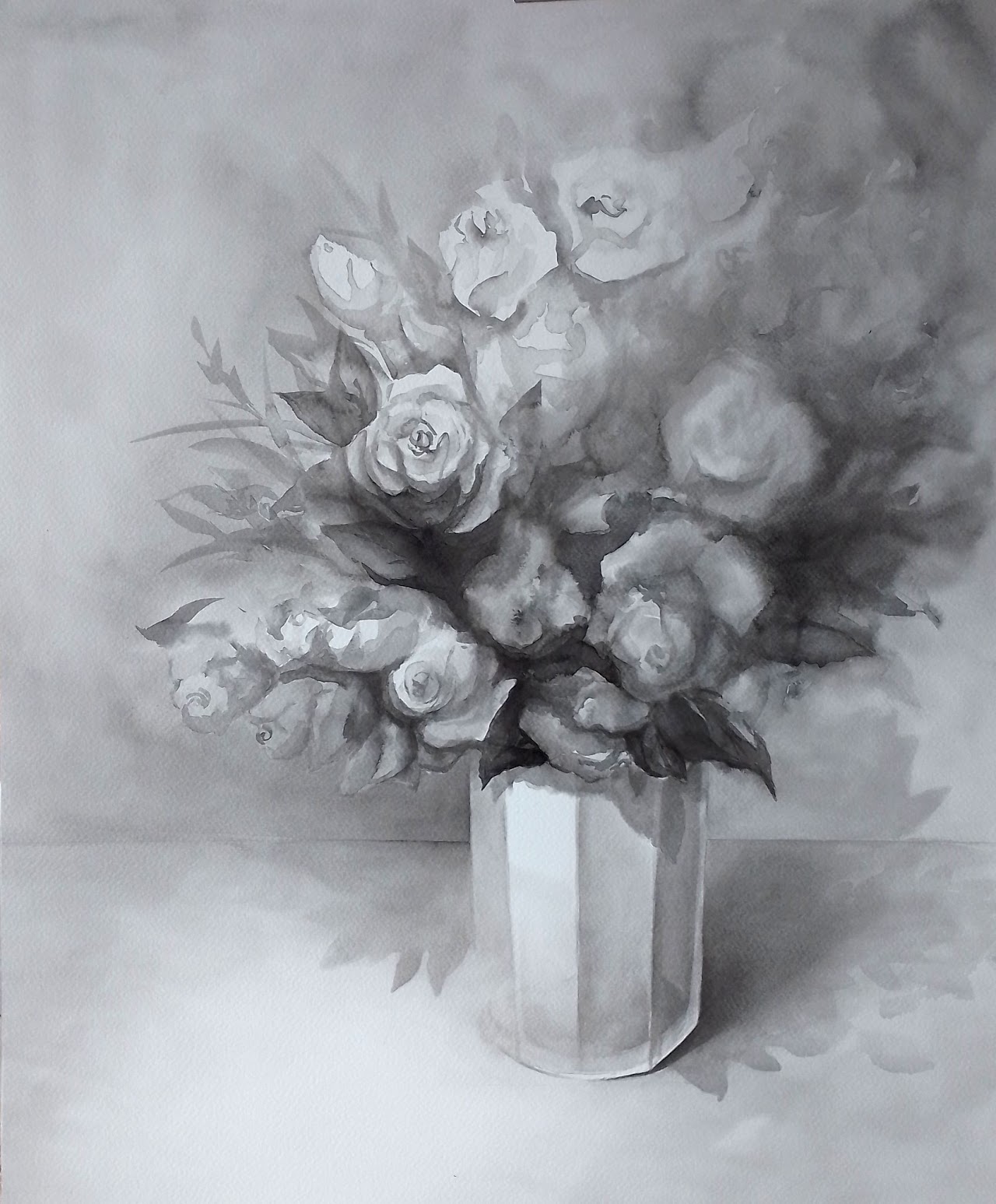 Bouquet de roses dans un vase.