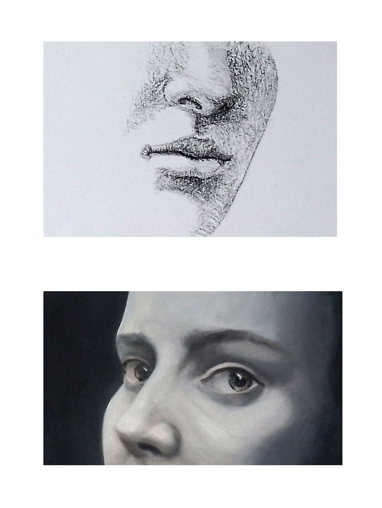 Études dessinées de détails du visage.