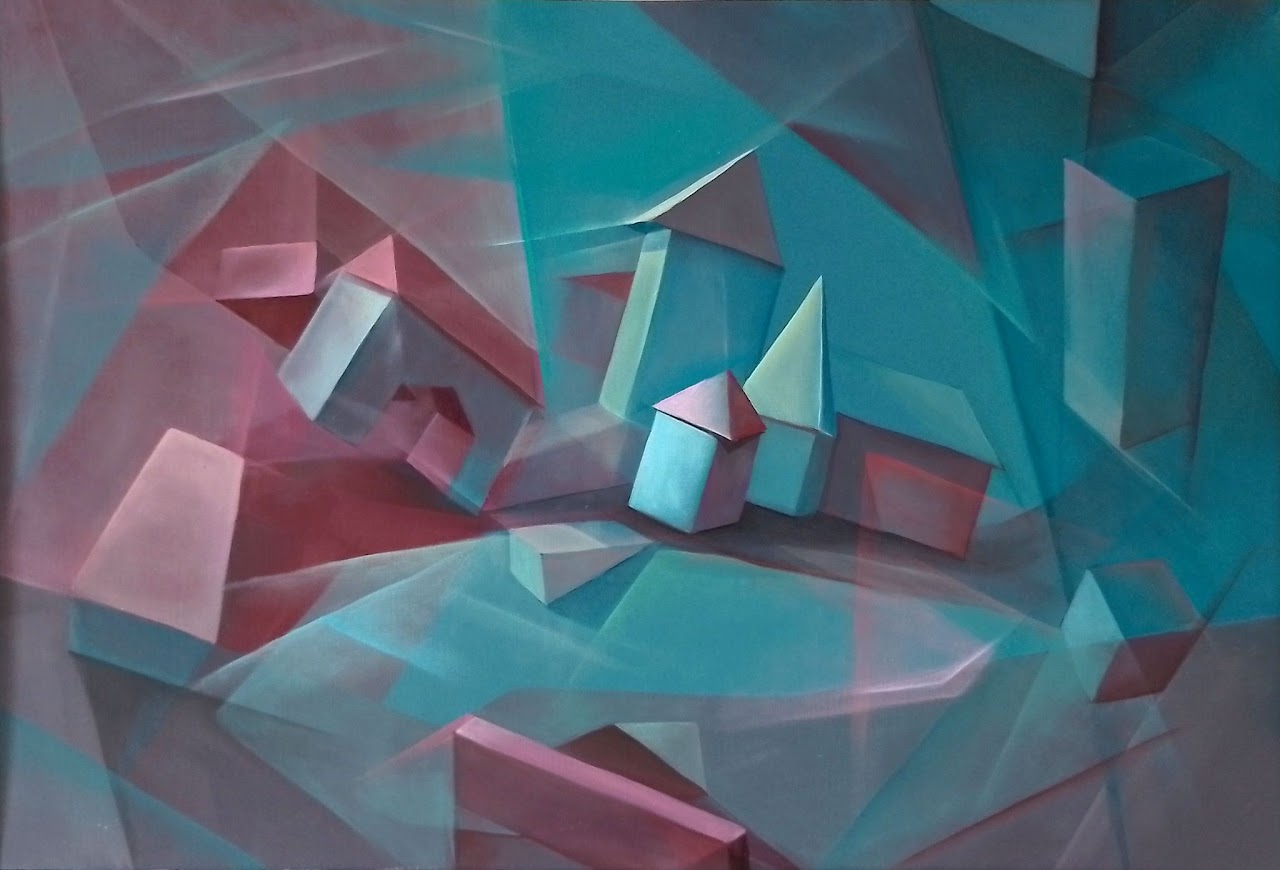Composition intitulée « Magie de l’enfance », d’après une technique de L. Feininger.